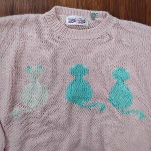 Vintage Back To Back Cats Kittens Crewneck Sweater Jumper